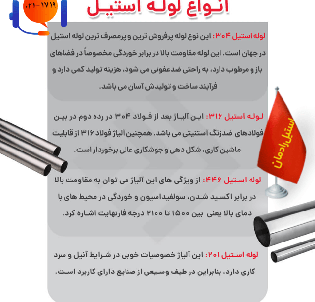 انواع لوله استیل-استیل رادمان
